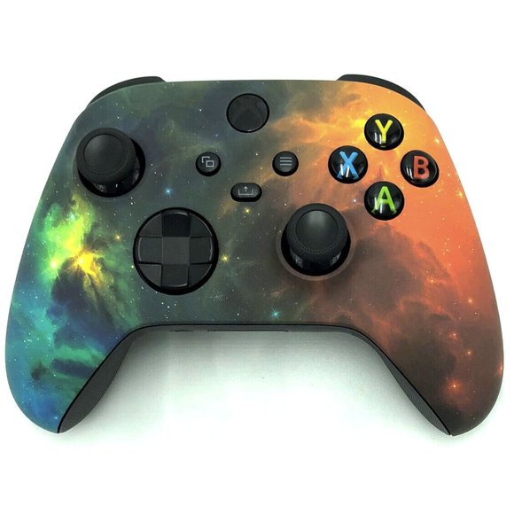 Custom Microsoft Xbox Series X / S Wireless Controller - Orange & Green Galaxy - Picture 1 of 8